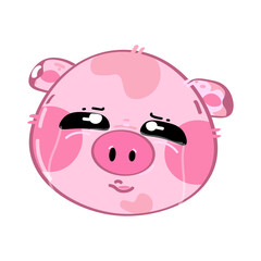Cute funny sad and crying kawaii little pig. Vector flat cartoon kawaii character illustration icon. Cartoon cute pig character icon concept