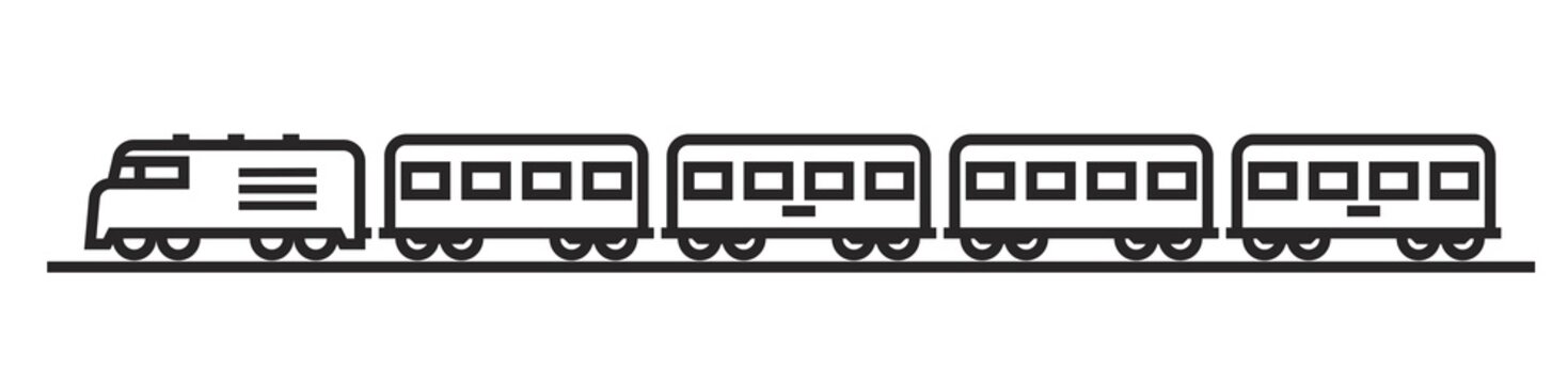 passenger train line icon. locomotive and wagons. railway transport symbol