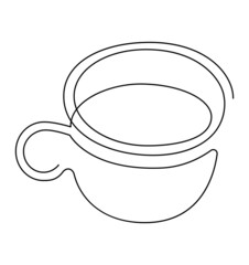 Tea cup with a drink. Continuous line drawing. Vector illustration