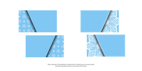 Light blue business card template with vintage white pattern for your personality.