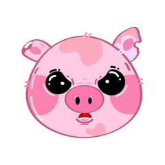 Cute funny kawaii sad little pig