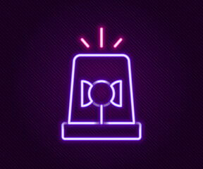 Glowing neon line Flasher siren icon isolated on black background. Emergency flashing siren. Colorful outline concept. Vector