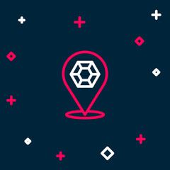 Line Gem stone icon isolated on blue background. Jewelry symbol. Diamond. Colorful outline concept. Vector