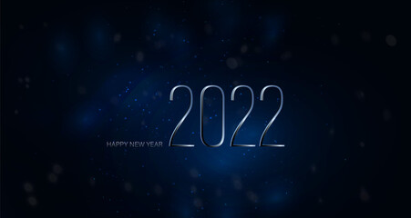 New Year metallic numbers with Christmas tree. Retro design for greeting banner, poster etc.