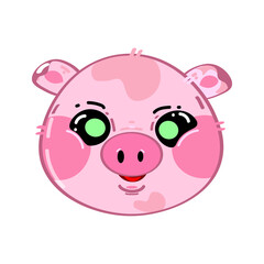 Cute funny kawaii surprised little pig. Vector flat cartoon kawaii character illustration icon. Cartoon cute pig character icon concept