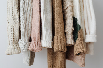 Sweaters on a hanger