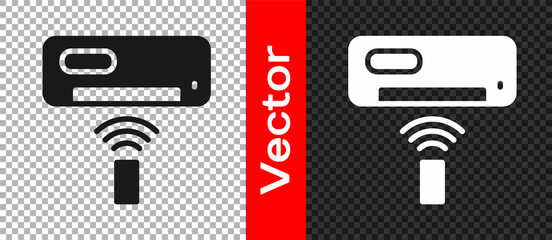 Black Air conditioner icon isolated on transparent background. Split system air conditioning. Cool and cold climate control system. Vector