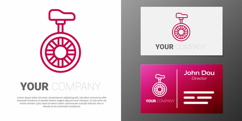 Logotype line Unicycle or one wheel bicycle icon isolated on white background. Monowheel bicycle. Logo design template element. Vector © Kostiantyn