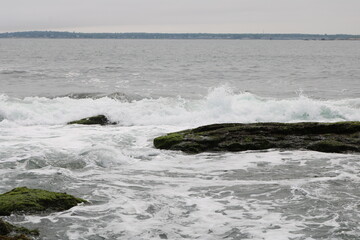waves on rocks ocean