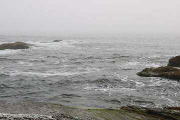 Fototapeta na wymiar ocean waves fog mist