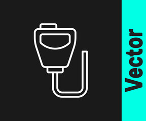 White line Walkie talkie icon isolated on black background. Portable radio transmitter icon. Radio transceiver sign. Vector