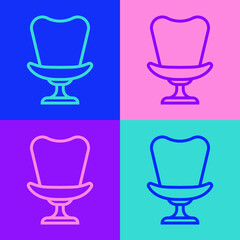 Pop art line Armchair icon isolated on color background. Vector