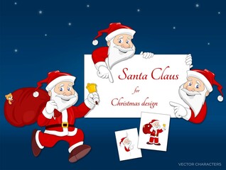 Santa Claus for Christmas design. funny Santa Claus characters