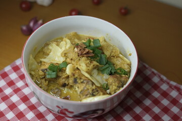 Mie Ayam Pangsit. Wonton noodle soup, a Chinese dish popular in Indonesia.