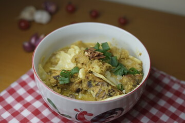 Mie Ayam Pangsit. Wonton noodle soup, a Chinese dish popular in Indonesia.