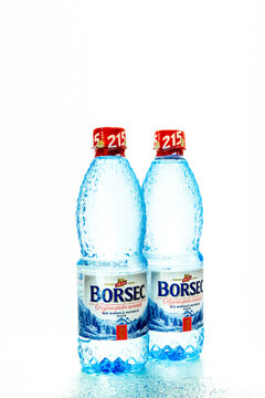 Bottle of Borsec natural mineral water in Bucharest, Romania, 2021