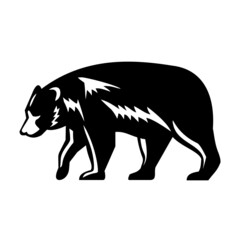 Retro style illustration of an American black bear or Ursus americanus, a medium-sized bear endemic to North America, walking viewed from side on isolated background done in woodcut black and white.