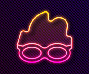 Glowing neon line Glasses for swimming icon isolated on black background. Swimming goggles. Diving underwater equipment. Vector