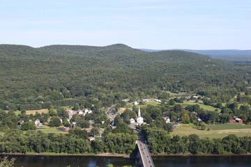 mountain view river town