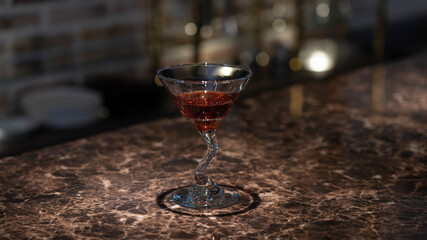 Cocktail glass on the bar counter