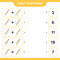 Count and match, count the number of Umbrella and match with the right numbers. Educational children game, printable worksheet, vector illustration