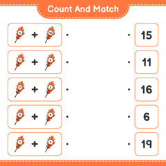 Count and match, count the number of Oak Leaf and match with the right numbers. Educational children game, printable worksheet, vector illustration