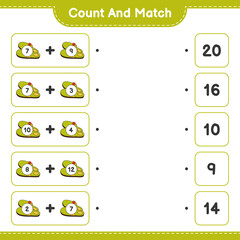 Count and match, count the number of Slippers and match with the right numbers. Educational children game, printable worksheet, vector illustration