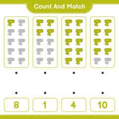Count and match, count the number of Scarf and match with the right numbers. Educational children game, printable worksheet, vector illustration