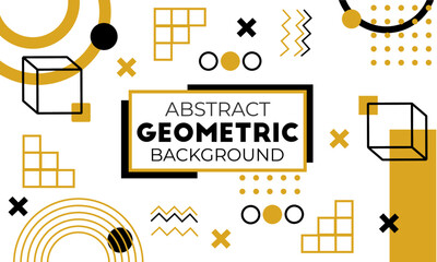 Memphis abstract geometric background with yellow and black color, retro elements for web, vintage, advertisement, commercial banner, poster, invitation, billboard, sale.collection trendy vector 
