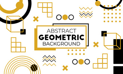 Memphis abstract geometric background with yellow and black color, retro elements for web, vintage, advertisement, commercial banner, poster, invitation, billboard, sale.collection trendy vector 