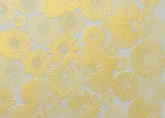 Foto op Canvas Gold and gray embossed floral background. 3D illustration. 3D render © hanatopan