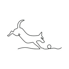 Trendy continuous line art vector illustration with dog
