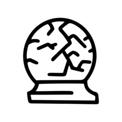 cracked crystal ball line vector doodle simple icon