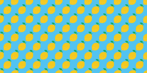 Lemon illustration background. Seamless pattern.Vector. レモンのパターン　背景素材