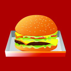 Fresh Burger illustration drawing logo outline for identity  and element brand or restaurant. 