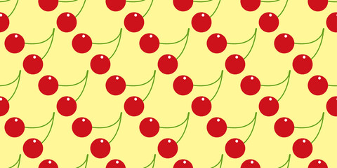 Cherry illustration background. Seamless pattern.Vector. さくらんぼのパターン　背景素材