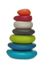 Plastic colorful toy pyramid isolated on white