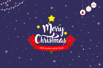 Fototapeta premium Merry Christmas. Happy new year card. Merry Christmas typography