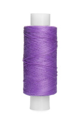 Spool of violet sewing thread isolated on white