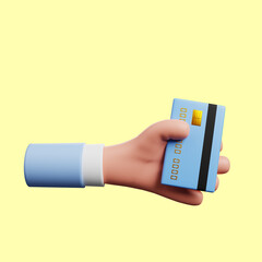 3d illustration of payment concept icon hand holding credit card