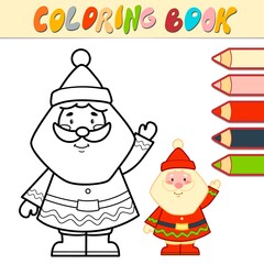 Coloring book or Coloring page for kids. Santa claus black and white