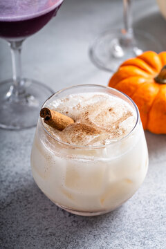 Fall cocktails, cinnamon horchata in a glass with cinnamon stick