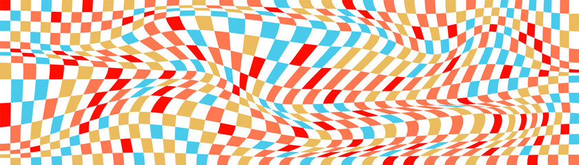 Obraz premium Checkered background with distorted squares