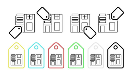 Building, clinic, hospital vector icon in tag set illustration for ui and ux, website or mobile application
