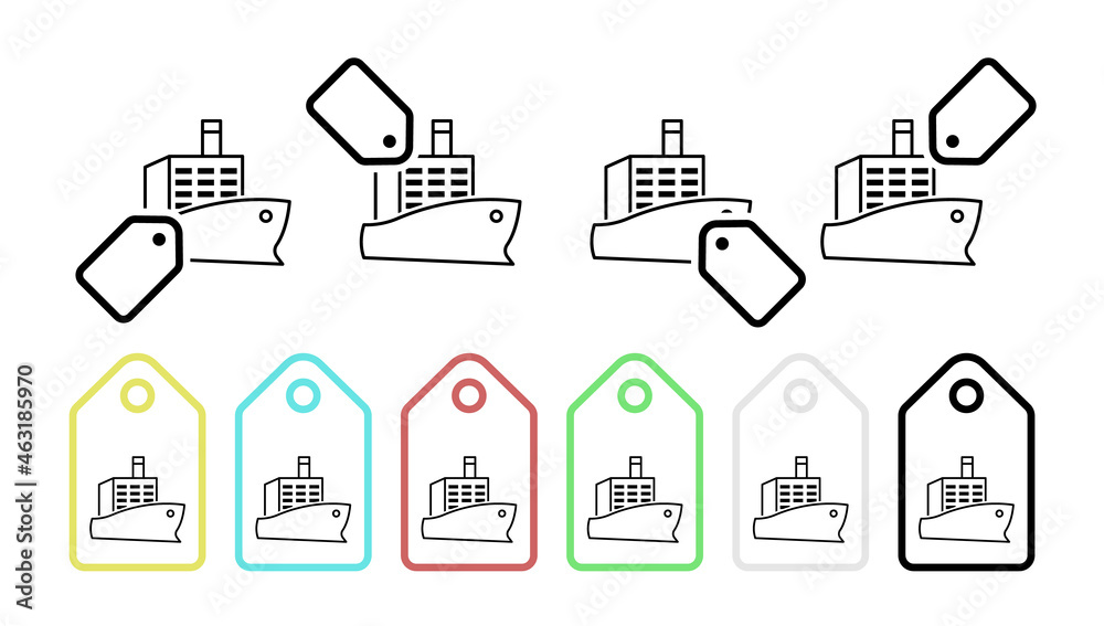 Poster ship cargo vector icon in tag set illustration for ui and ux, website or mobile application