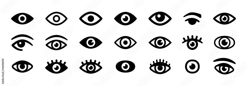 Wall mural Eye icon set. Eyesight symbol. Simple eye collection.