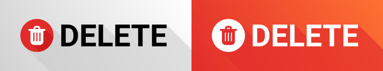 Delete symbol. Bin icon on round button vector illustration.