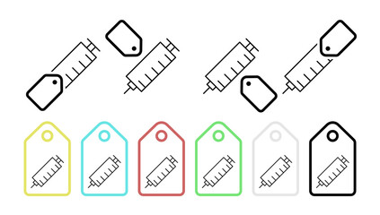 Syringe vector icon in tag set illustration for ui and ux, website or mobile application