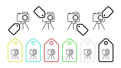 Camera stand vector icon in tag set illustration for ui and ux, website or mobile application