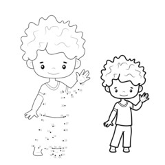 Dot to dot puzzle for children. Connect dots game. Boy  illustration